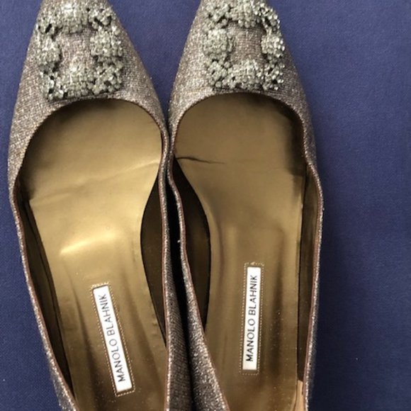 Sexy Bronze Flat Monolo Blahnik Noturno Fabric Hangisi - Picture 2 of 9